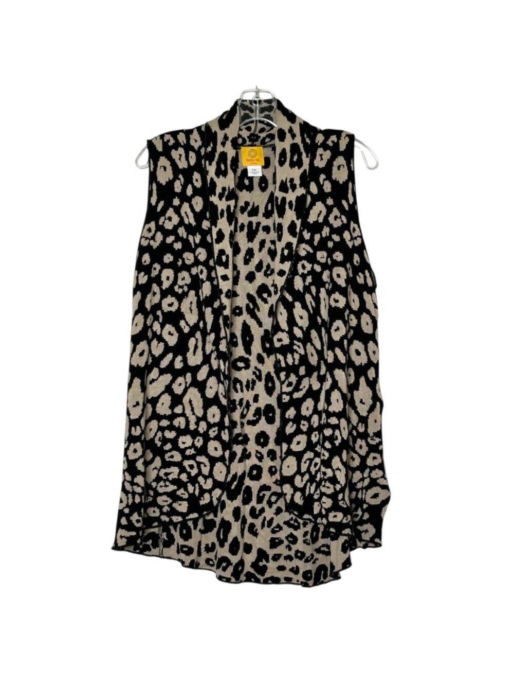 Women's Ruby Rd Sweater Cardigan Open Sleeveless Leopard Print Knit PXL